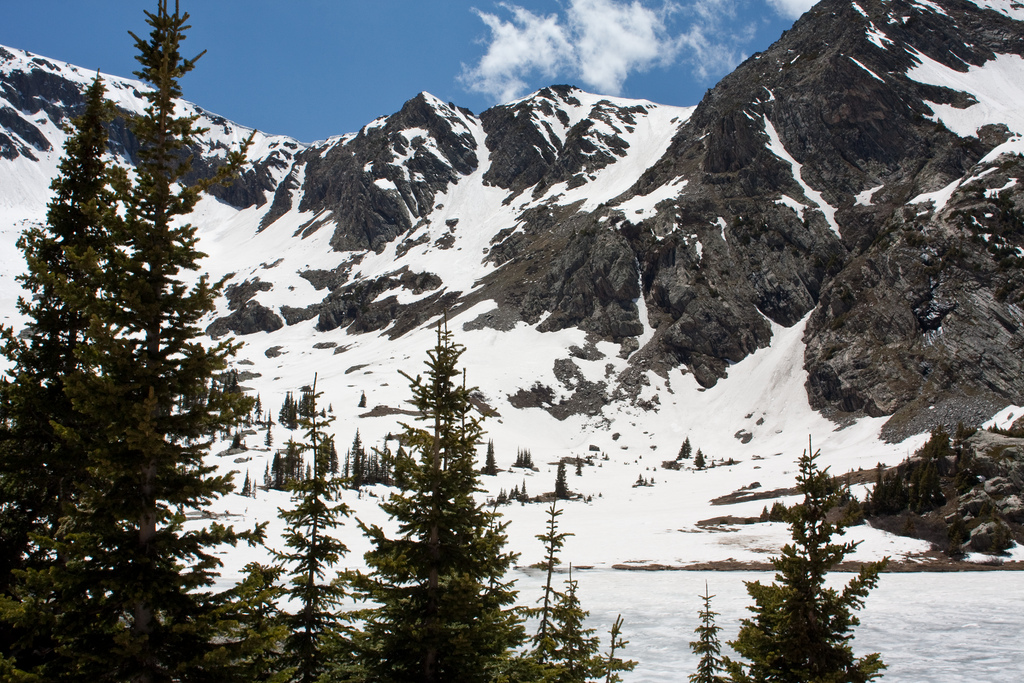 snowcapped mountains and icy lake -- missouri lakes, vail, colorado