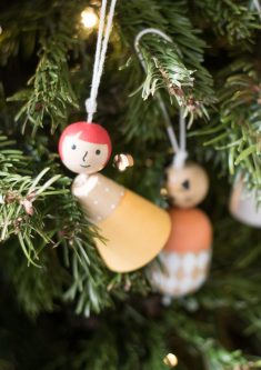 land of nod wooden christmas company girl ornament